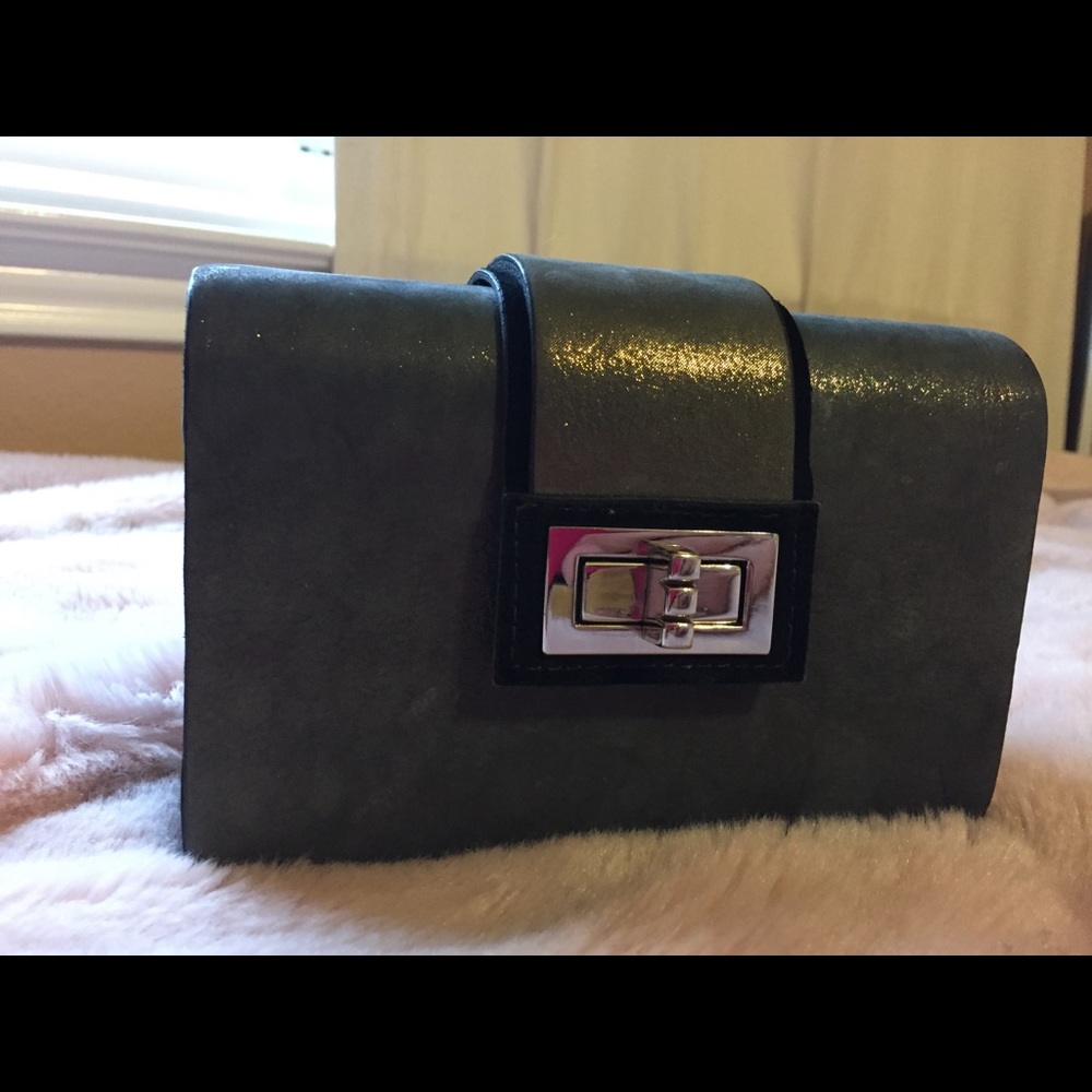 CC Skye Glittery Gray Box Clutch